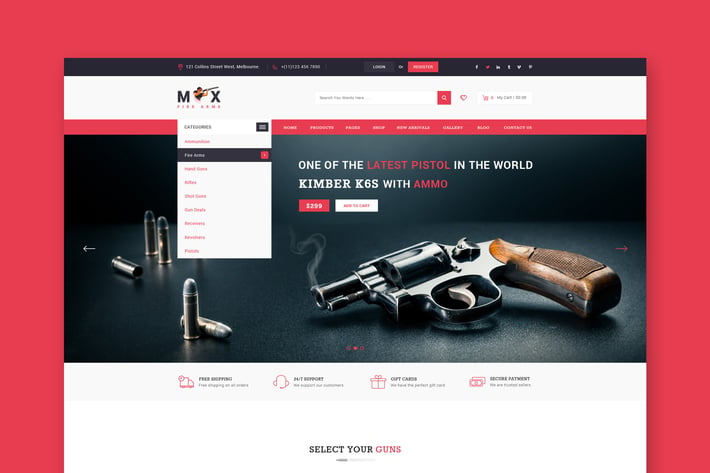 Fire Arms Website PSD Template