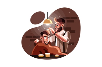 Barber man serving client at barber shop