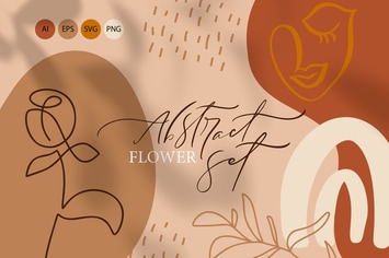 Abstract flower set SVG