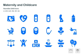 Maternity and Childcare Roundies Solid Glyph Icons