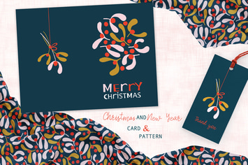 Dark Mistletoe card and pattern