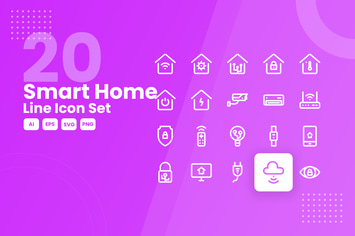 20 Smart Home Line Icon Set