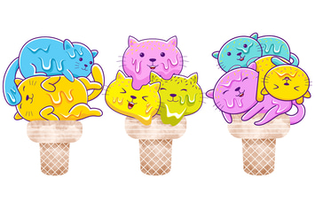Cute Cats Ice Cream Character