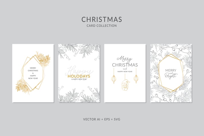 Christmas Greeting Card Vector Set