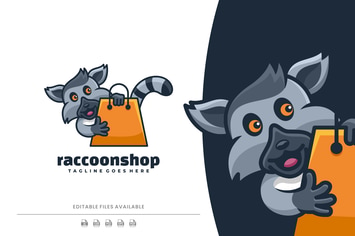 Raccoon Cartoon Logo