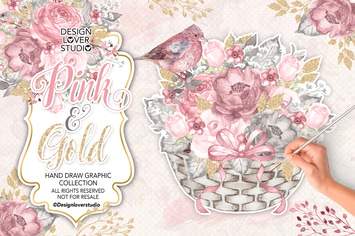 Watercolor PINK and GOLD design