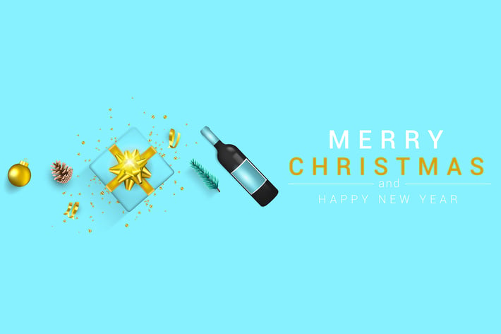 Merry Christmas and Happy New Year greeting cards