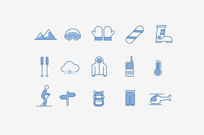 15 Skiing Snowboarding Icons