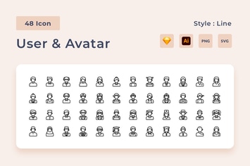 User & Avatar Outline Style Icon Pack