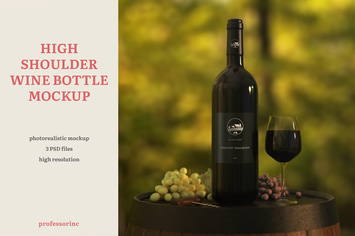 High Shoulder Wine Bottle Mockup