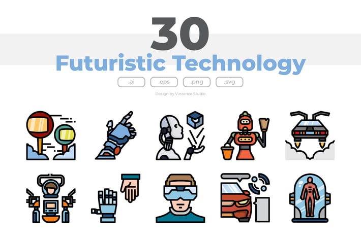 30 Futuristic Technology Icons