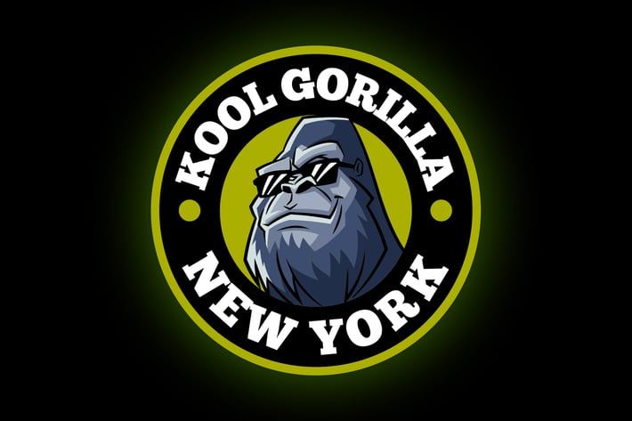 Cartoon Cool Geek Silverback Gorilla Mascot logo