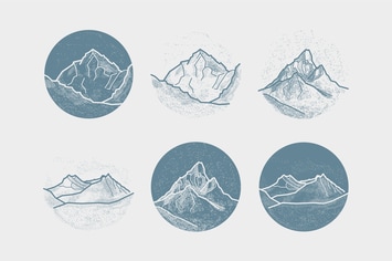 Vector Mountains Tattoo. Blackwork, dot work, hips
