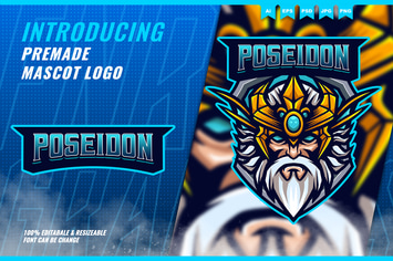 God Poseidon - Mascot Esport Logo Template