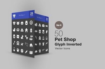 50 Pet Shop Glyph Inverted Icons