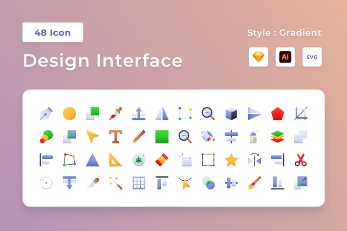 Design Interface Gradient Icon Set