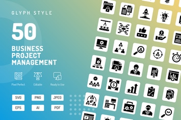 Business Project Management Glyph Icons