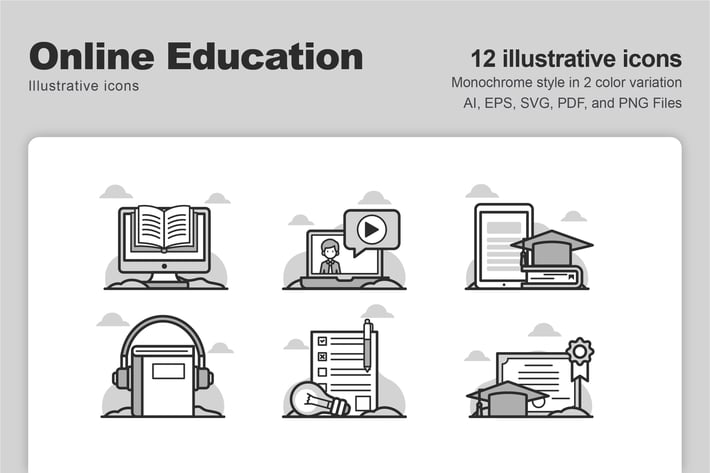 Online Education Illustrative Icons