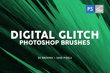 30 Digital Glitch Photoshop Stamp Brushes
