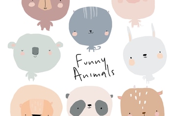 Vector Set of Cute cartoon Animals 