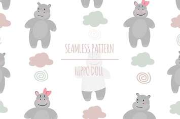 Hippo Doll – Seamless Pattern