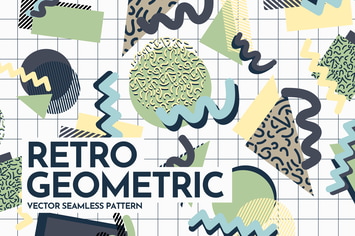 Retro Geometric Shapes Seamless Patterns
