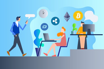 Cryptocurrency Work 2D Illustration 