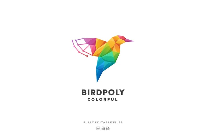 Fly Bird Poly Colorful Logo