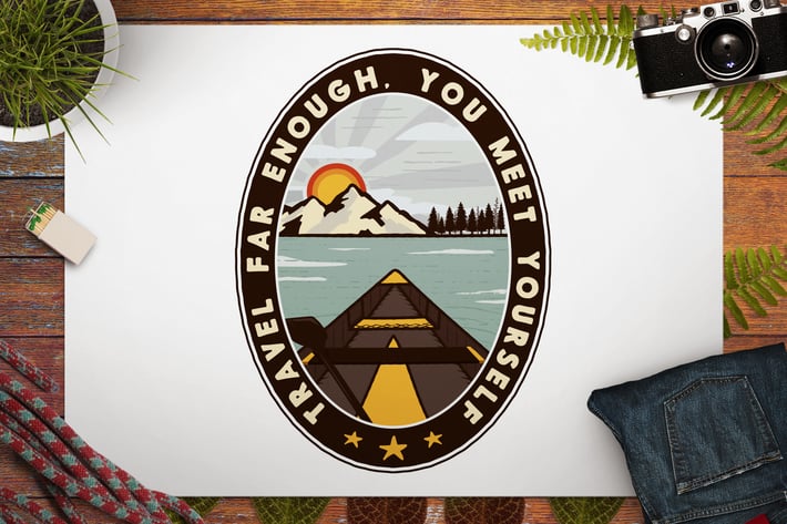 Vintage Travel Logo / Retro Mountain Badge