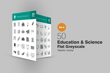 50 Education & Science Greyscale Icons
