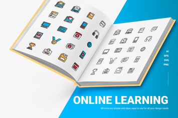 Online learning - Icons
