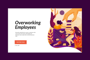 Overworking Female Employees Illustration