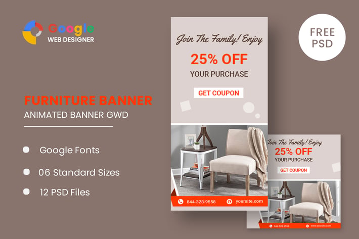 Furniture Google Adwords HTML5 Banner Ads GWD
