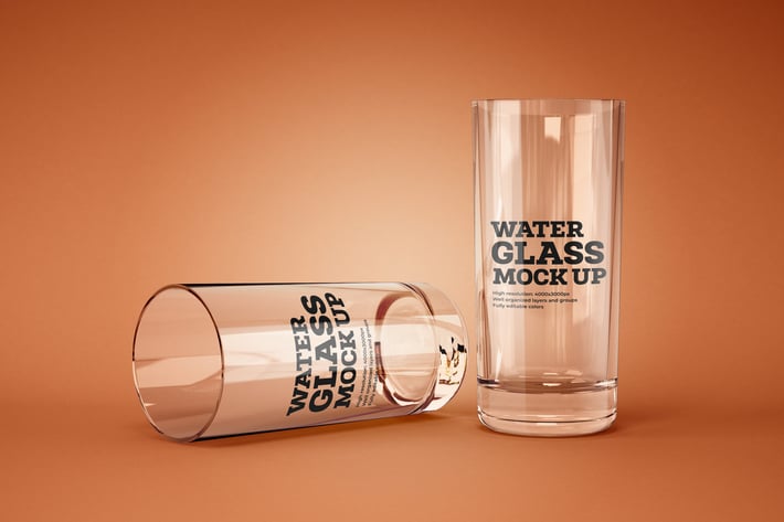 Water and Cocktail Glass Mockup
