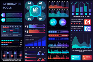 Collection Dark Infographic Elements