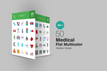 50 Medical Flat Multicolor Icons