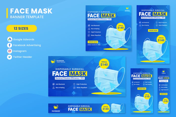 Face Mask Banner Ads Set Template