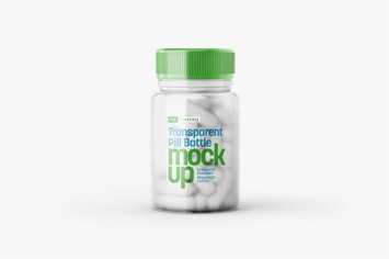 Matte Transparent Pill Bottle Mockup