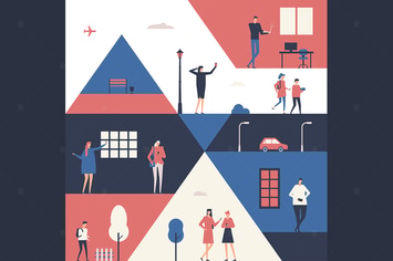 People with gadgets - flat design illustration
