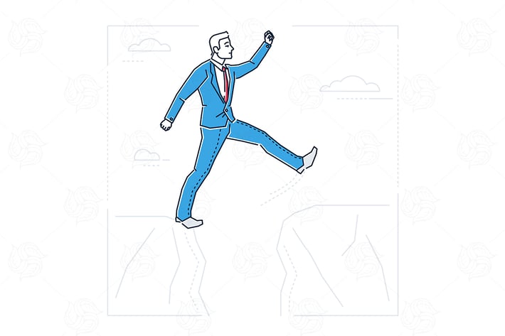 Determined businessman - line design illustration