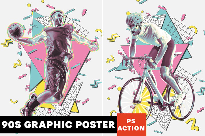 90's Graphic Poster Photoshop Action
