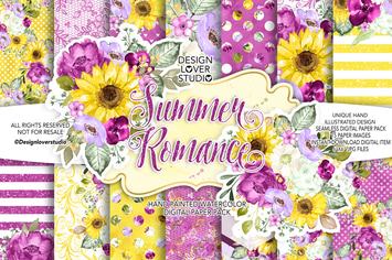 Summer Romance digital paper pack