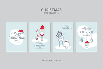 Christmas Greeting Card Vector Set