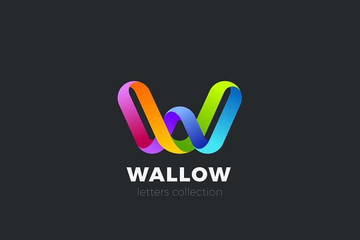 Letter W Logo design 3D Ribbon style