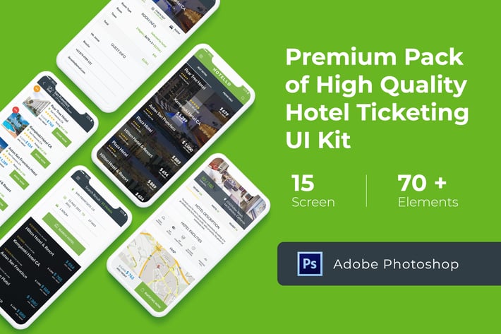 Hotel Booking UI KIT for Photoshop