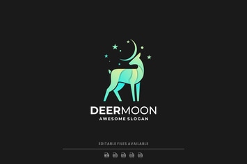 Deer Moon Gradient Logo