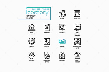 Budget - line design style icons set