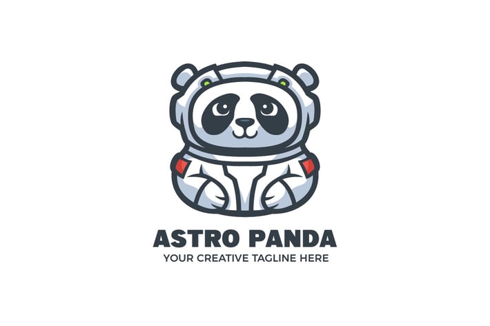 Cute Panda Astronaut Mascot Character Logo