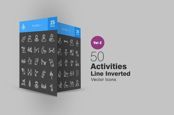 50 Activities Line Inverted Icons