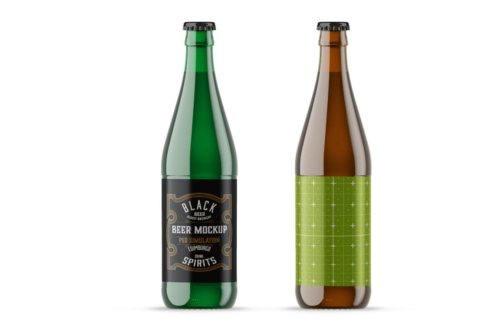 Colored Glass Beer Bottle Mockup